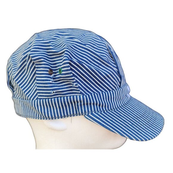 Vintage Key Imperial Railroad Train Conductor Slouch Hat Cap Hickory Stripe M18 - Picture 4 of 4